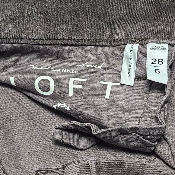 Loft Womens Jeans 6 Brown Corduroy Modern Skinny Slim Straight Casual Work - Picture 6 of 10